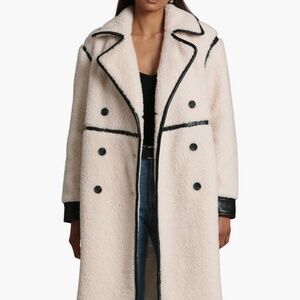 Avec Les Filles Faux Shearling Double Breasted Coat